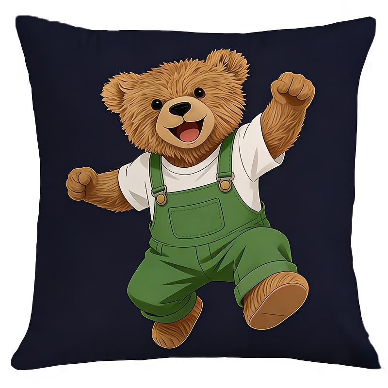 

Cute Jumping Teddy Bear Pillowcase Cartoon Animal Cushion Cover Kids Room Home Decor Living Room Sofa Throw Pillow 40cmx40cm