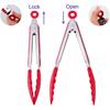 7/9/12 Inch Red Kitchen Tongs, High Quality Silicone, BPA Free, Non-stick, Stainless Steel BBQ Cooking Grill Lock Food Tongs