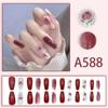 Winter fresh and simple pure lust style bride dance wear nails rainbow love rose fake nails