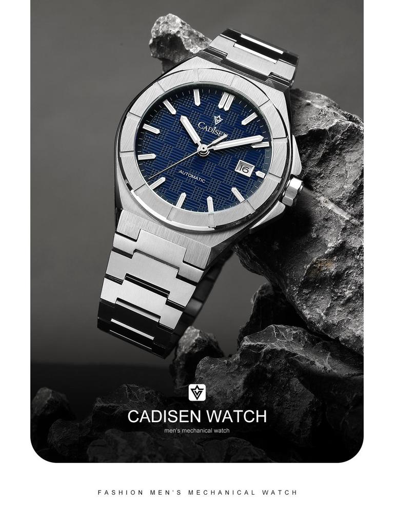 Cadisen 2025 Men's Stainless Steel Mechanical Watch with Imported NH35 Movement