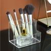 Transparent Three Grids Makeup Box Make Up Brush Bucket Cosmetic Organizer Student Desk Pen Container Storage Box