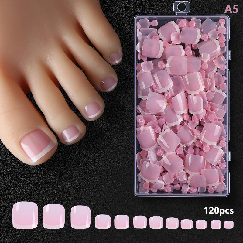

120 шт. накладных ногтей во французском стиле для полного покрытия квадратных ногтей, быстрый и удобный инструмент для маникюра A5