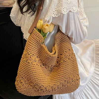 Damen 2026 Neue Koreanische Gestrickte Gewebte Tasche mit Großem Fassungsvermögen Minimalistisch Urlaubsstrand Lässig Einzelne Schulter Tote