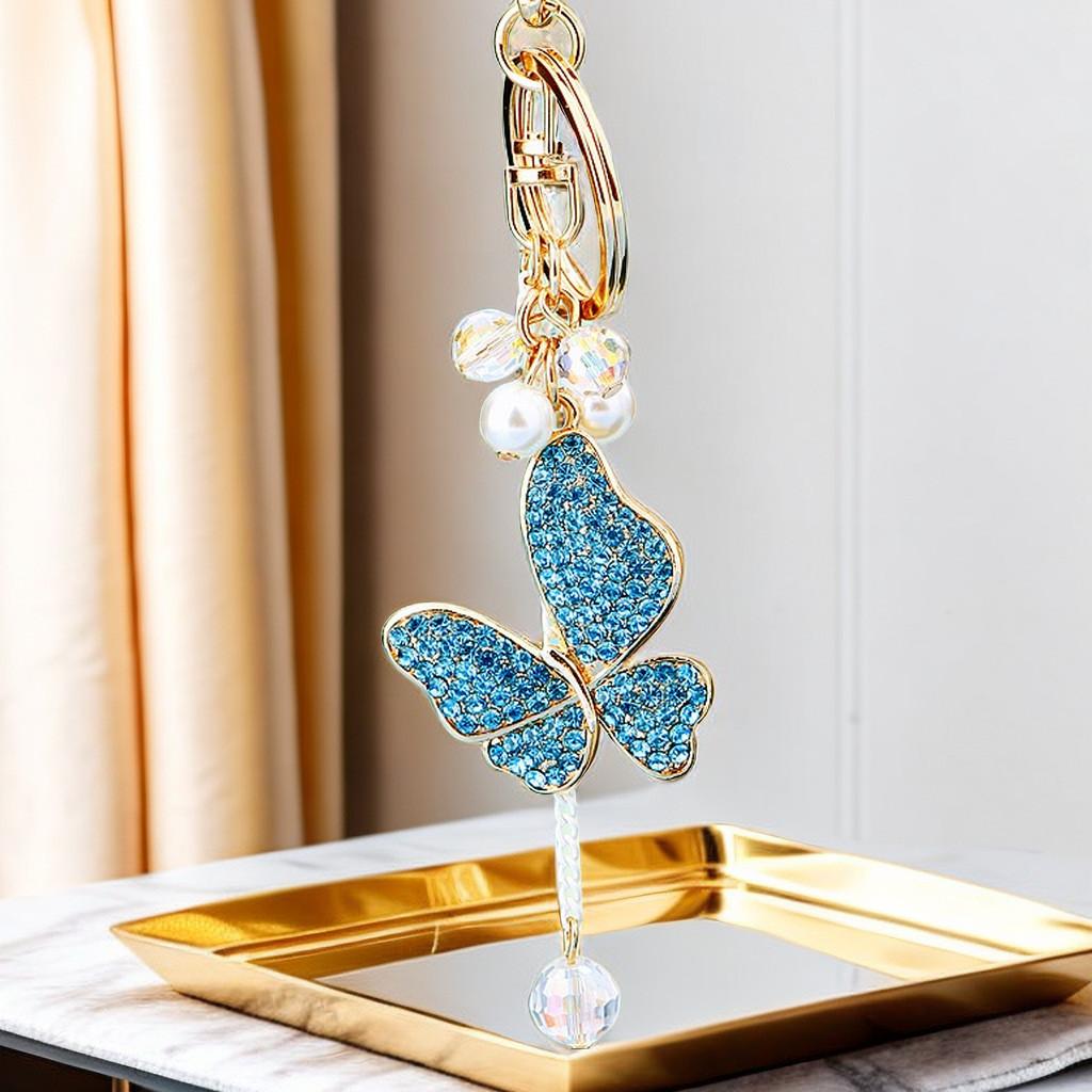 Adorable Metal Butterfly Keychain With Lucky Weaving String For Stylish Car Accessories