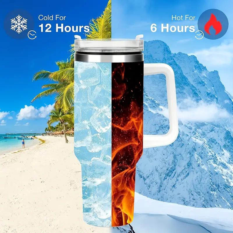 40oz Stainless Steel Leopard Print Tumbler with Lid Large Capacity Coffee Cup Portable Insulated Bottle Travel Home Summer Gift
