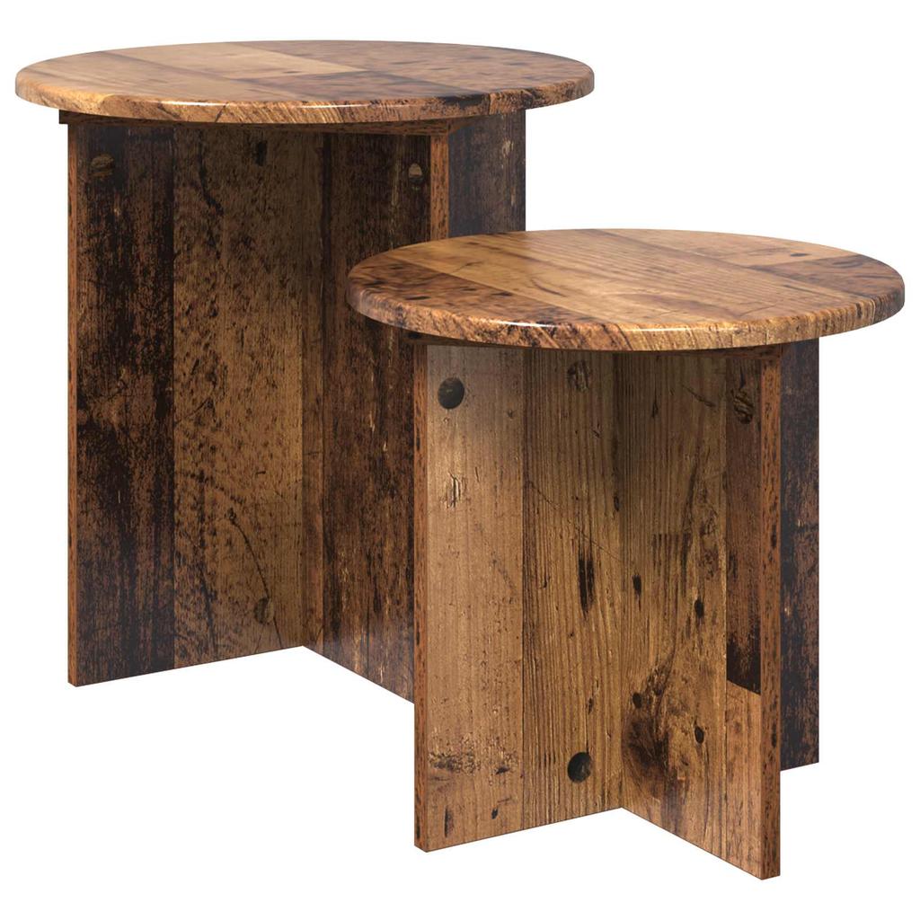 Side Table Set 2 pcs Reclaimed Wood Particleboard