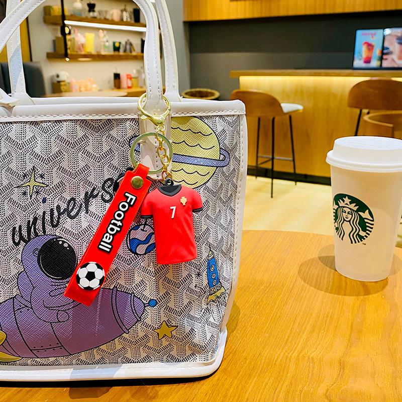 Creative European Cup Football Jersey Keychain Pendant - Trendy Cartoon Design, Perfect As a Couple's Gift or Accessory for Backpacks and Car Keys.