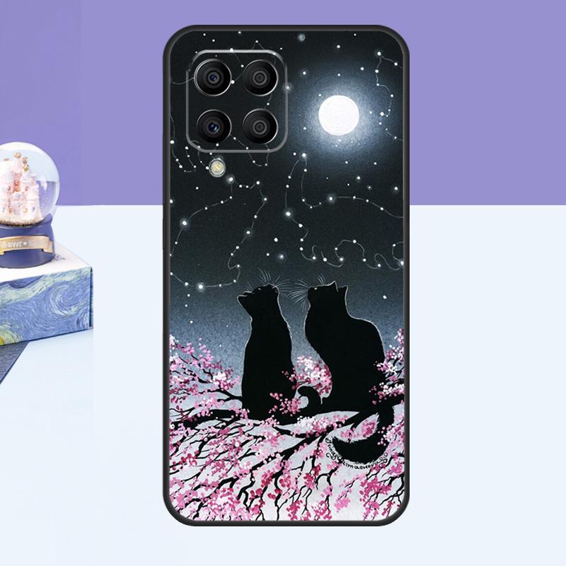 Black Cat Face Kitty Case For Samsung Galaxy M14 M54 M13 M23 M16 M11 M21 M31 M20 M34 M52 M32 M12 M36 M56 M15 M55