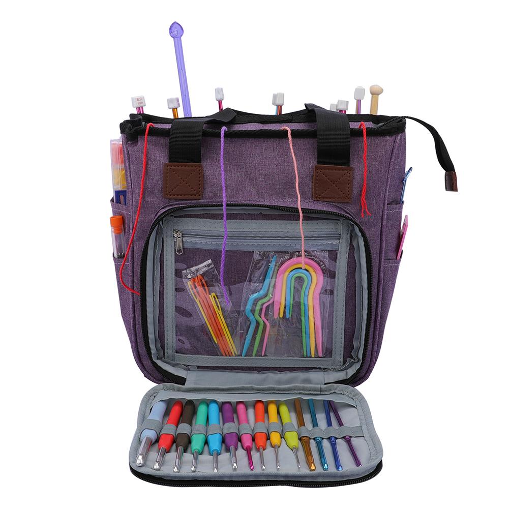 Oxford Cloth Yarn Storage Bag Knitting Crochet Bag Yarn Tote Wool Crochet Hooks Sewing Needles Tote Bag for DIY Thread Wool Yarn