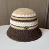 Knitted Color Matching Bucket Hat Women'S Season Warm Wool Hat Temperament Shows Small Face Japanese Bucket Hat Basin Hat