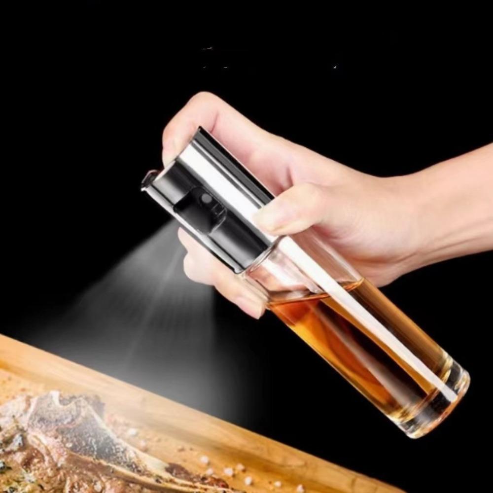 Kitchen press-type oil spray bottle, household barbecue glass seasoning bottle, oil and vinegar seasoning bottle, oil spray pot Color box золотой