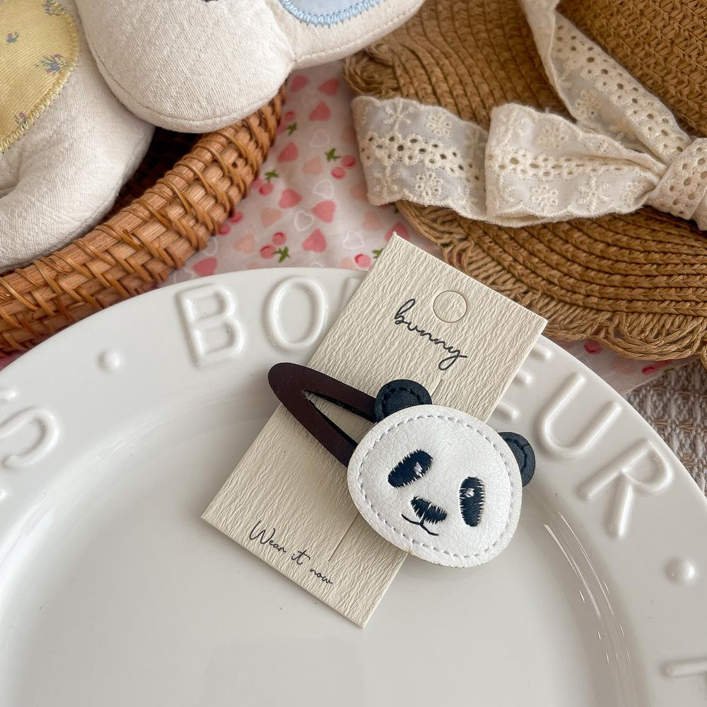 Cartoon Leather Rabbit Panda BB Clip Baby Girl Hairpin Cute Bangs Side Clip Hair Clip Kids Headwear Children's Hair Accessories