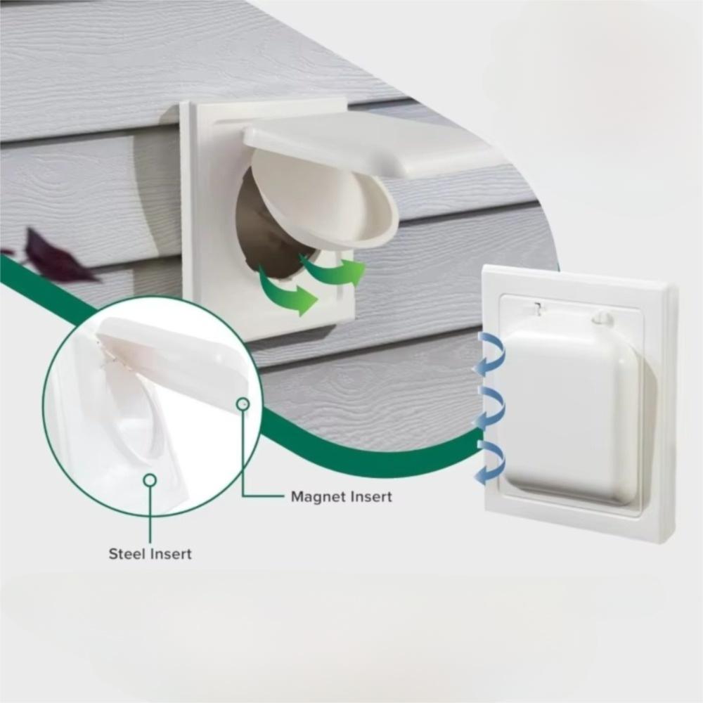 Plastic Dual Door Dryer Vent Cover with Screws Easy Install Air Conditioner Air Outlet Air Circulation Square Shape
