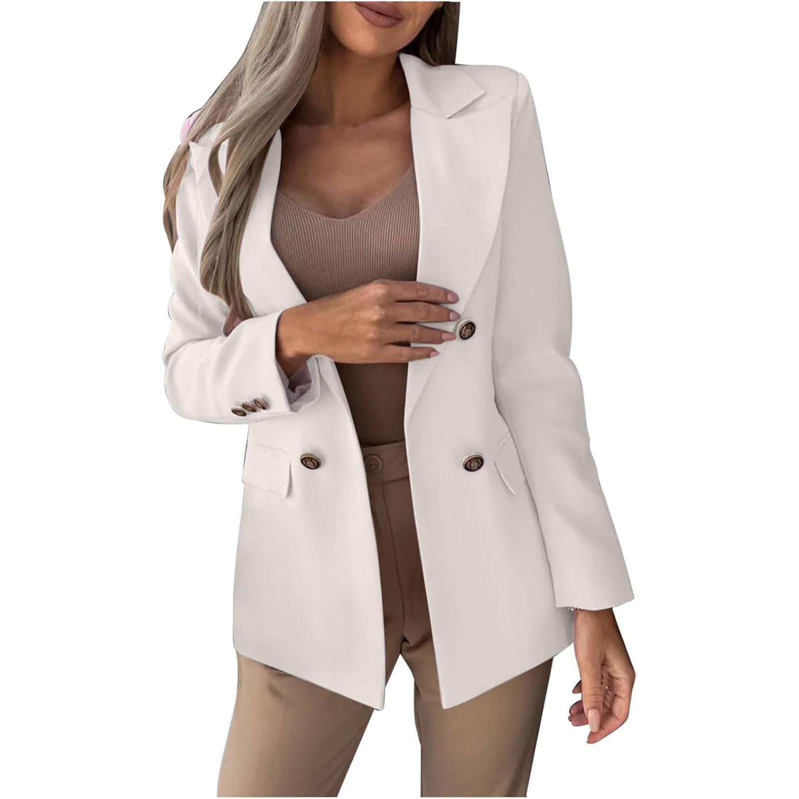 

Женский длинный рукав пуловер повседневный открытый спереди куртки наряды S белый