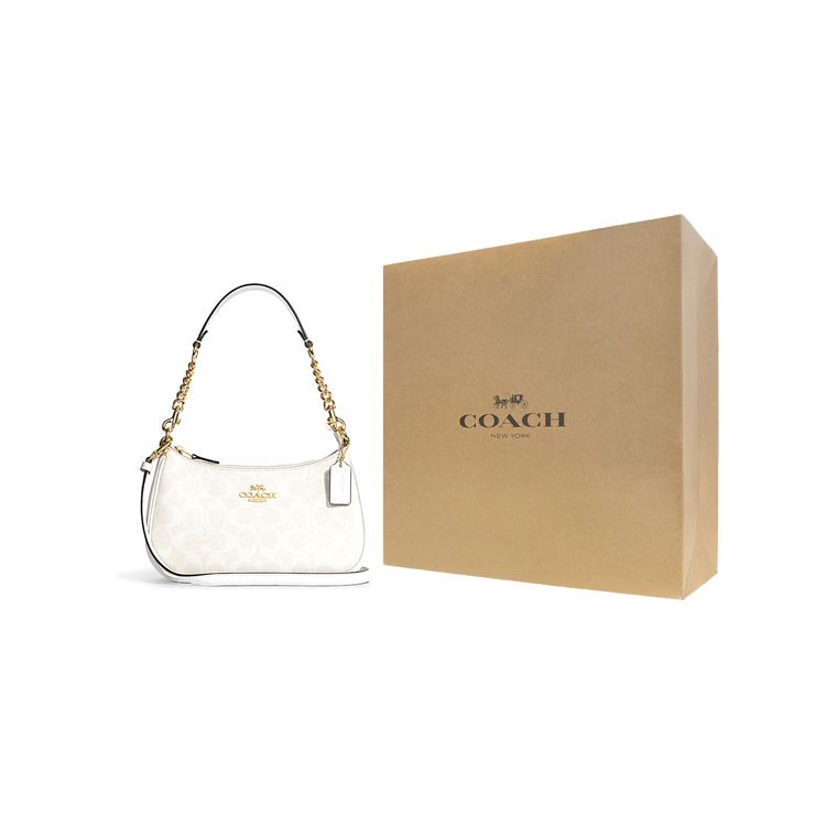 Coach Bolso de Hombro Teri 25 Logo Clásico Piel Sintética para Mujer Bolso de Hombro Blanco CA548-IMRFF