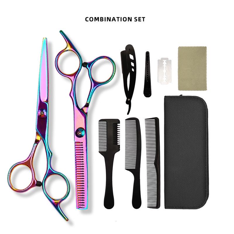 Colorful 6-Inch Stainless Steel Hairdressing Scissors Set: Straight and Thinning Shears