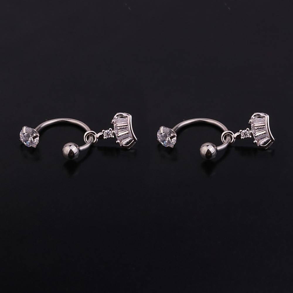 1 Pair Stainless Steel Mini CZ Drop Earring Women Moon Flower Tragus Cartilage Helix Hoop Conch Rook Daith Lobe Piercing Jewelry