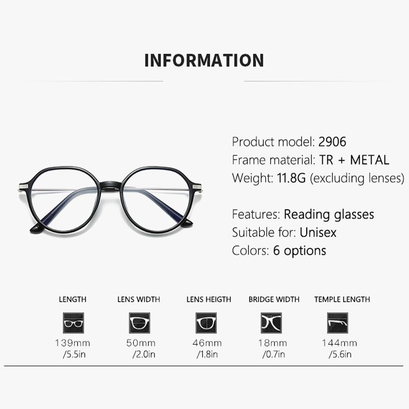 Fashionable Anti-blue Light Trendy Round Polished Glasses For Men With Myopia  Finished Eyeglasses