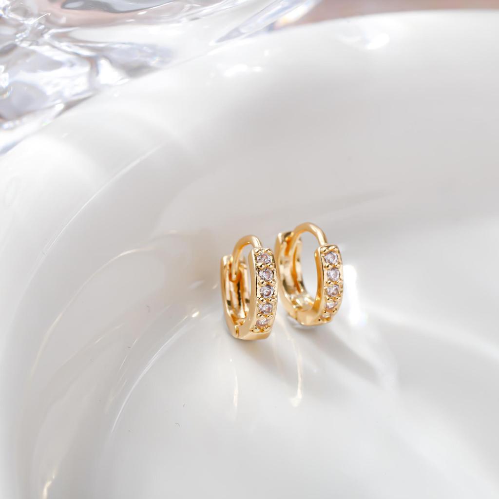 Minimalist Geometric Zircon Hoop Earrings: Japanese-Korean Fashion Ear Cuffs & Studs