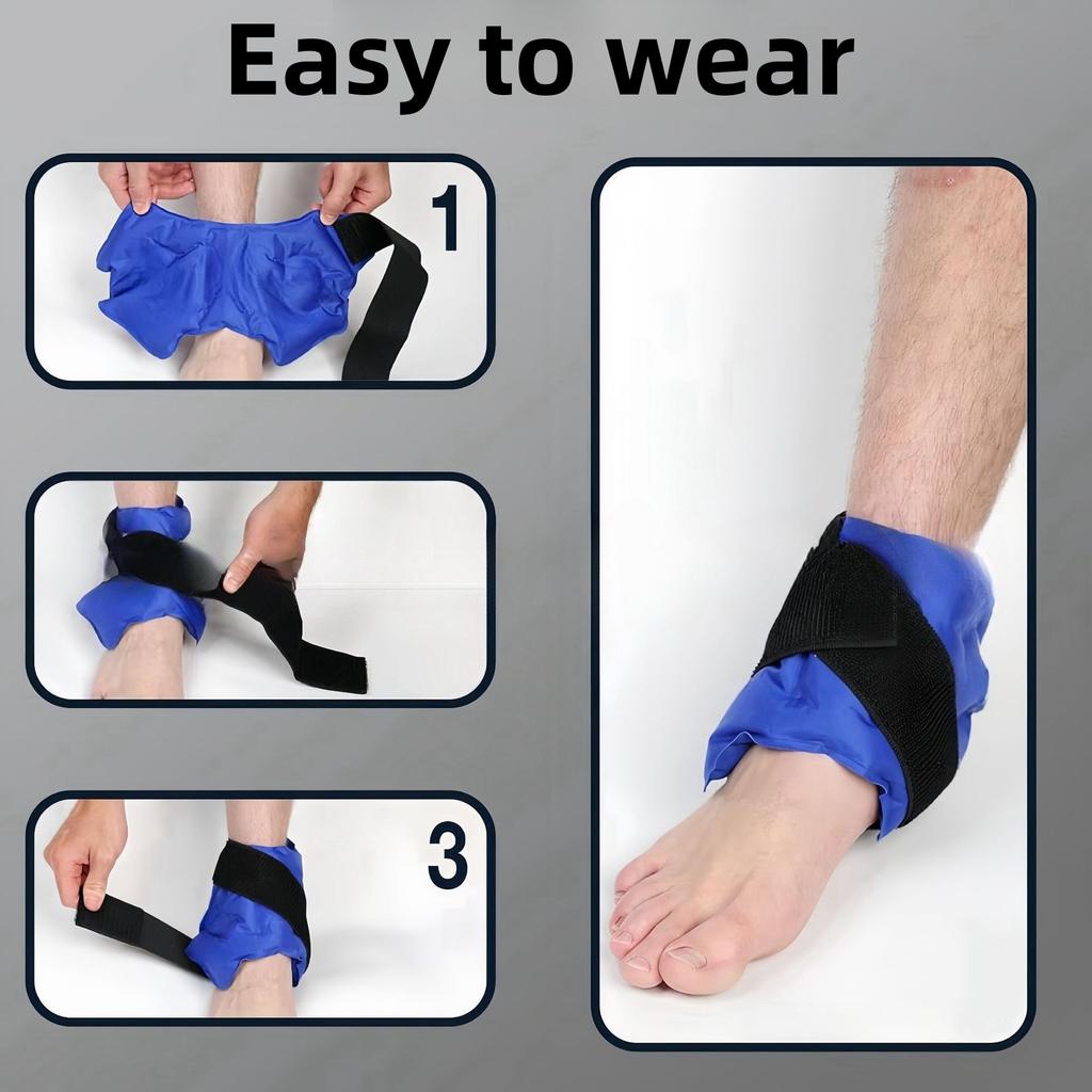 Reusable Hot Cold Therapy Ankle Ice Pack Wrap Adjustable Compression Support for Sprains Sports Injuries Recovery Pain Relief