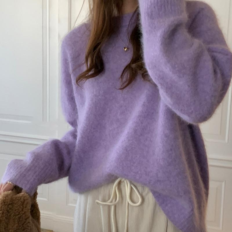 Höst- och vintertröja med rund hals för kvinnor Mode Lös Mjuk Bas Stickade Tröjor Kvinnor Elegant Slim Fit Kontorsdam Tröjor Toppar 25651