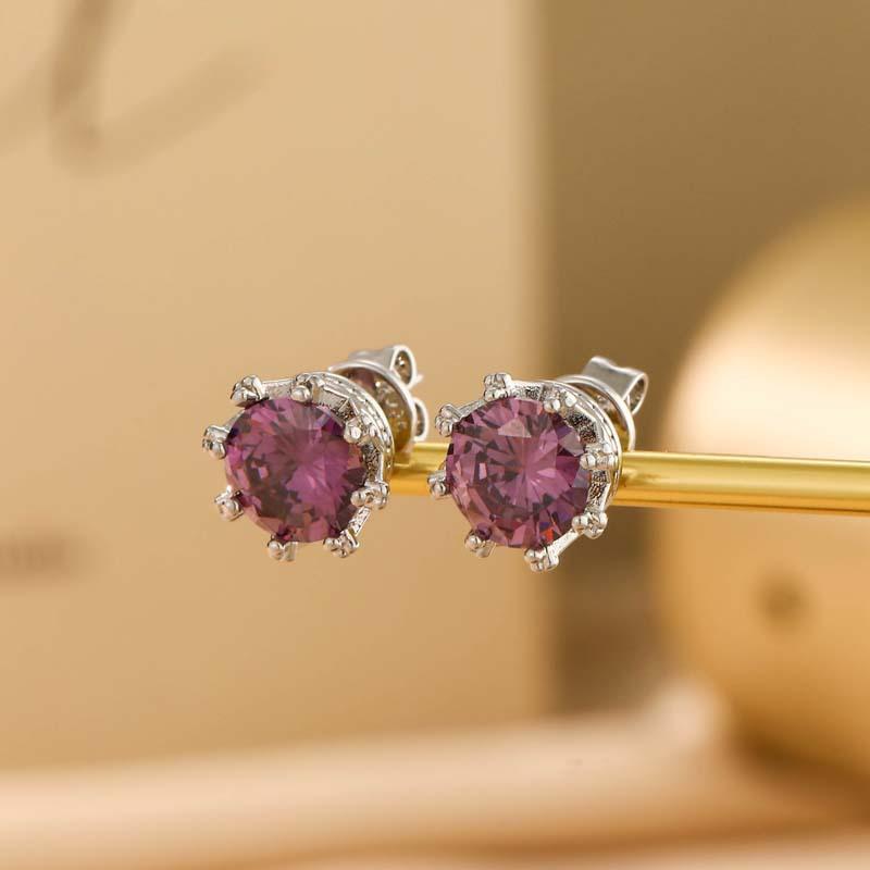 [Crown Stud Earrings with Zircon Light Luxury Fashion Elegant Simple Design Chic Women Jewelry]
