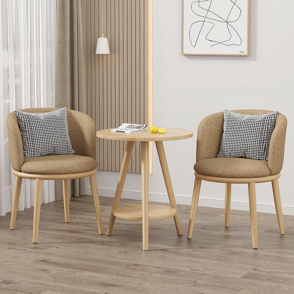 Light Luxury Balcony Tea Table & Chairs Set: Modern 3-Piece for Hotel or Bedroom - Includes One Table & Two Chairs