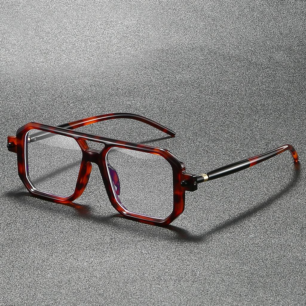 Square Glasses Men Vintage Punk Candy Color Rim Blue Light Blocking Eyeglasses Trendy Chic Double Bridge Optical Frames