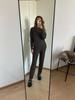Women's Oversized Sweater Set Striped Zip-Up Top Wide Leg Pants Casual 2 Piece Outfit
