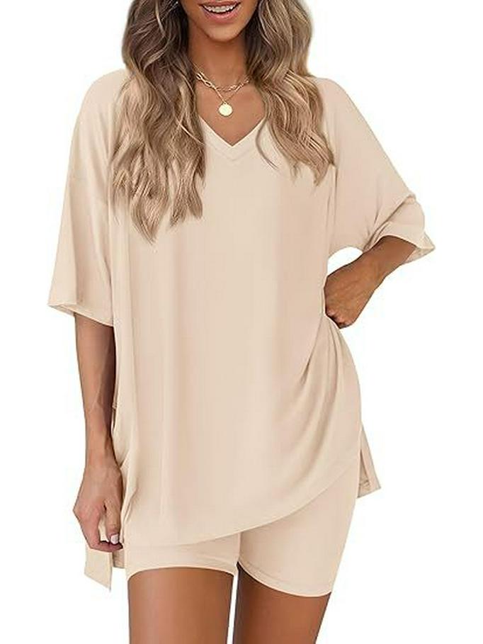 Women's Casual V-neck T-shirt & Shorts Homewear Set, 2026 Collection: Comfortable and Stylish 
