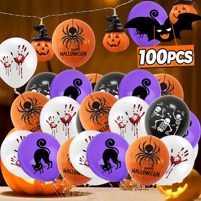 Halloween Party Balloons Decorations Black Orange Scary Latex Balloon For Birthday Baby Shower Themed Party Supplies Kids Gifts