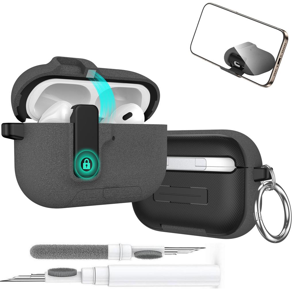 New For AirPods Pro 3 Case Lock 2025 Shockproof Apple AirPods Pro 3rd Generation Case Protective Case with Cleaning Kit&Keychain