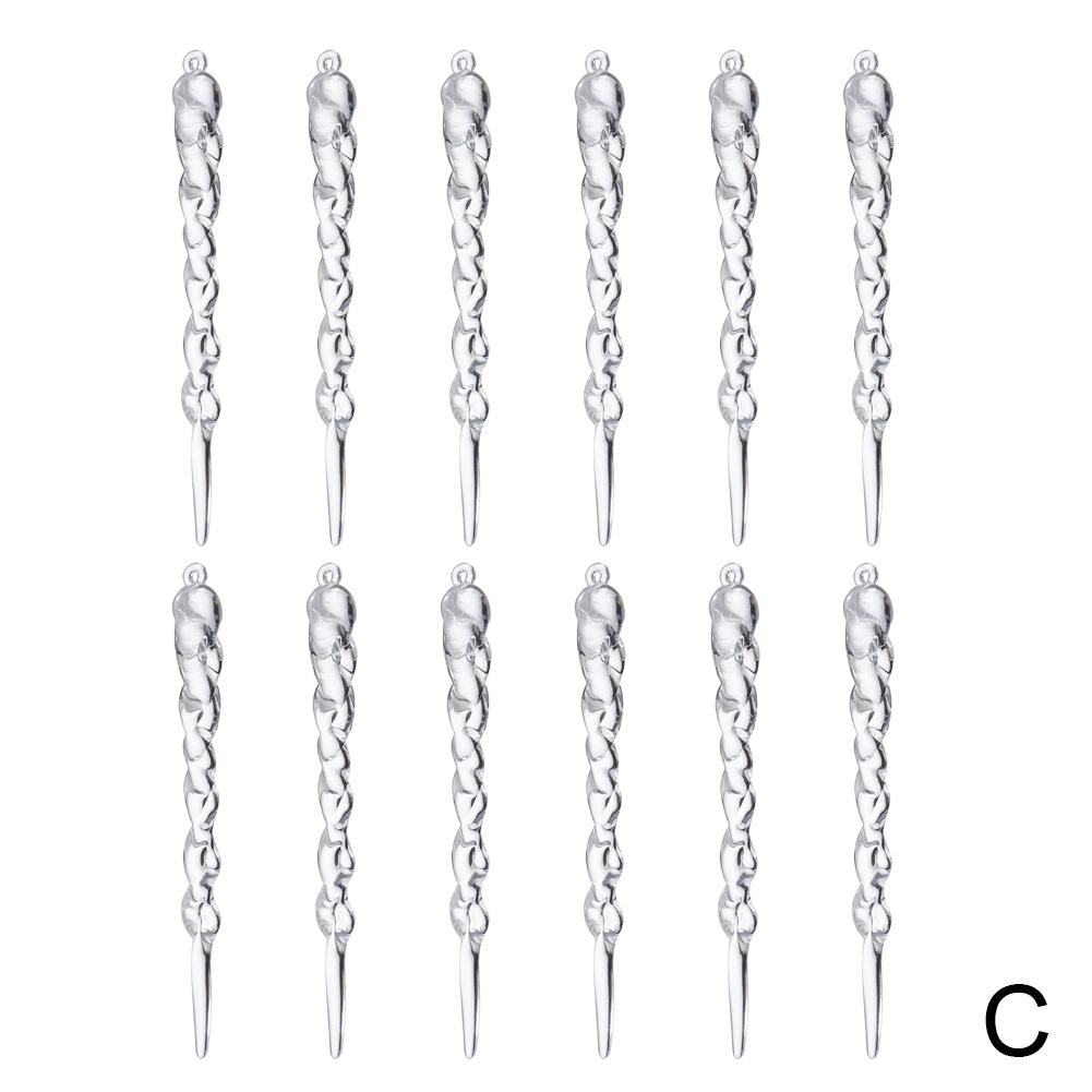 12Pcs/Pack Christmas Simulation Icicle Pendant Ornament 13cm Acrylic Clear Xmas Tree Fake Icicle Hanging Xmas Party Decorations