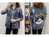 Plus Size Women's Spring/Fall Loose-Fit Denim Jacket – Age-Reducing Style for 200 Jin MM