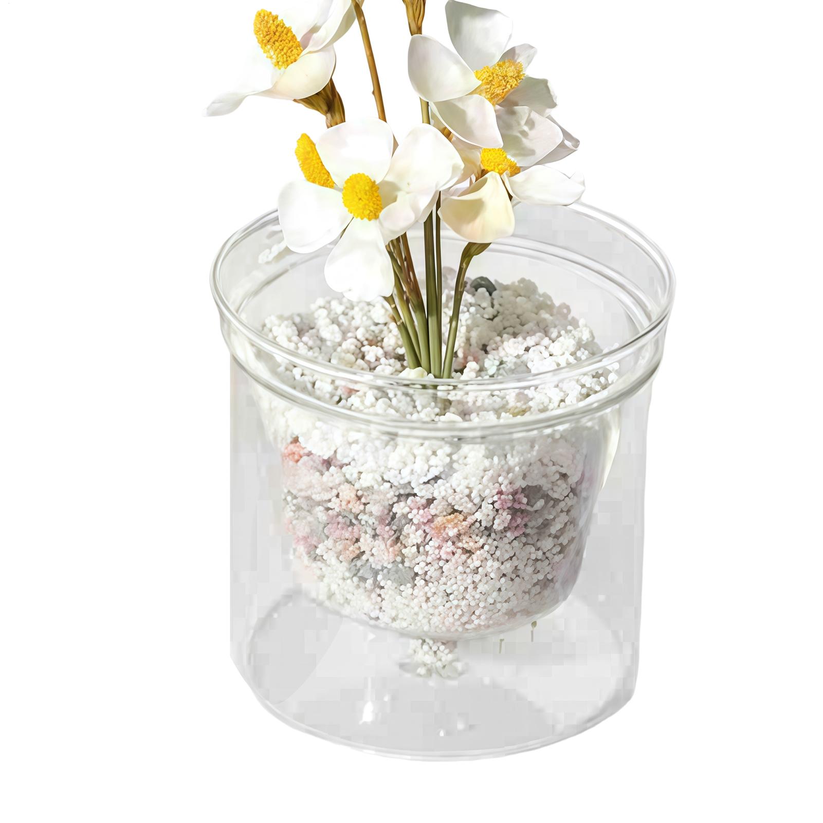 

Transparent Glass Flower Pot Double-layer Potting Container With Reservoir Desktop Flower Decoration Vase Hydroponic Plant Pot China Mainland
