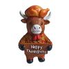 Christmas Highland Cattle Statue Thanksgiving Day Pumpkin Highland Cow Figurine Sculpture Home Office Desktop Decoration Ornament