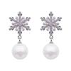 Zircon Snowflake Pearl Earrings: Elegant, Delicate Design with a Luxurious Touch