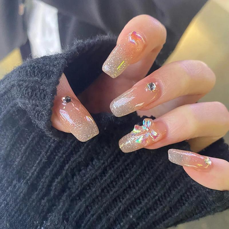 

50 шт. Аврора Прозрачная смола Бант Сердце Шармы для дизайна ногтей Милый Медведь Бабочка Блеск Украшения для ногтей Ювелирные аксессуары