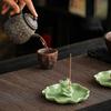 Creative Frog Lotus Ceramic Incense Holder with Lotus Leaf Tray Ash Catcher Zen Incense Burner Incense Stick Holder Home Decor