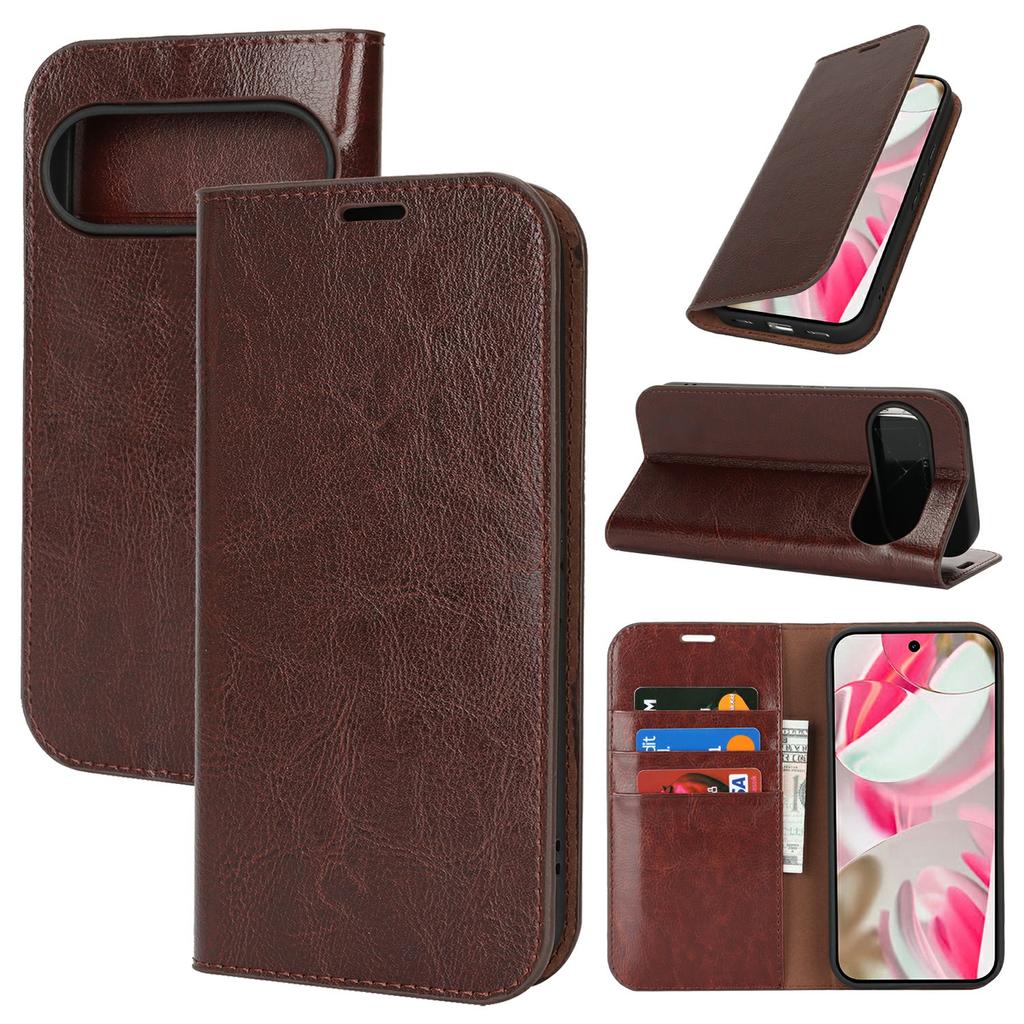 For Google Pixel 10/10 Pro Case Crazy Horse Texture Split Leather Wallet Phone Cover