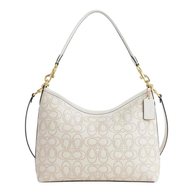 

COACH LAUREL 31 Detachable Shoulder Strap with Zipper Closure Pebbled Leather Shoulder Crossbody Handbag Large Women s White білий