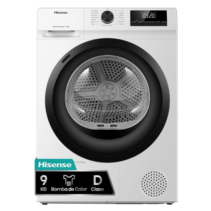 Sèche-linge - Hisense - DHQE900UWDC - Capacité 9 kg - 590x595x845 mm - 44 kg - Économie d'énergie