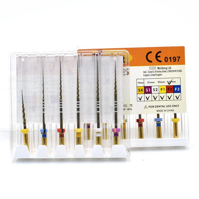 קובץ שורש שן זהב אנדו רוטרי סופר קבצים קבצים אנדודונטיים זהובים 25 מ"מ ניקל טיטניום כלי רפואת שיניים