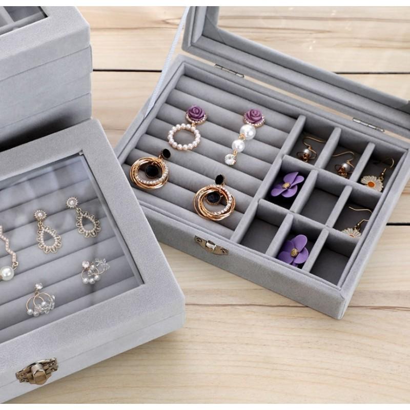 Jewelry Box Organizer Gray Box Roomy Case
