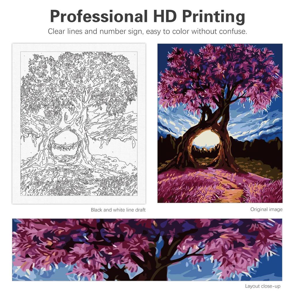 Frame Painting By Numbers For Adults Kit Tree Landscape Acrylic Paint Numbers For Home Decors Diy Gift 40x50