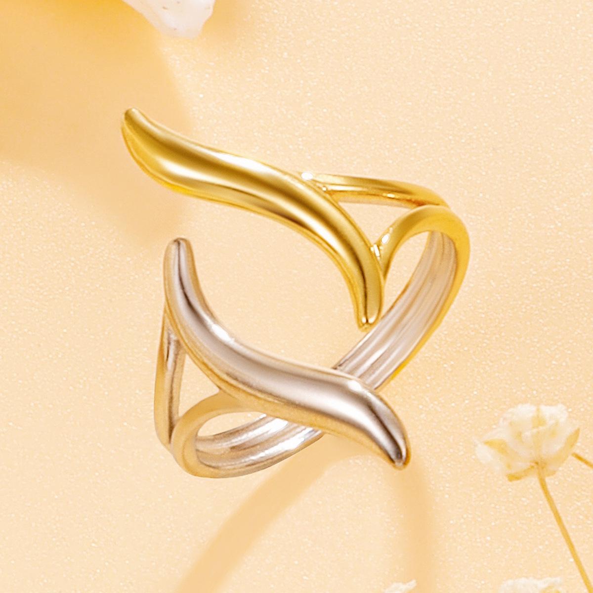 Women s 18K Gold Vacuum-Plated Geometric Stainless Steel Ring