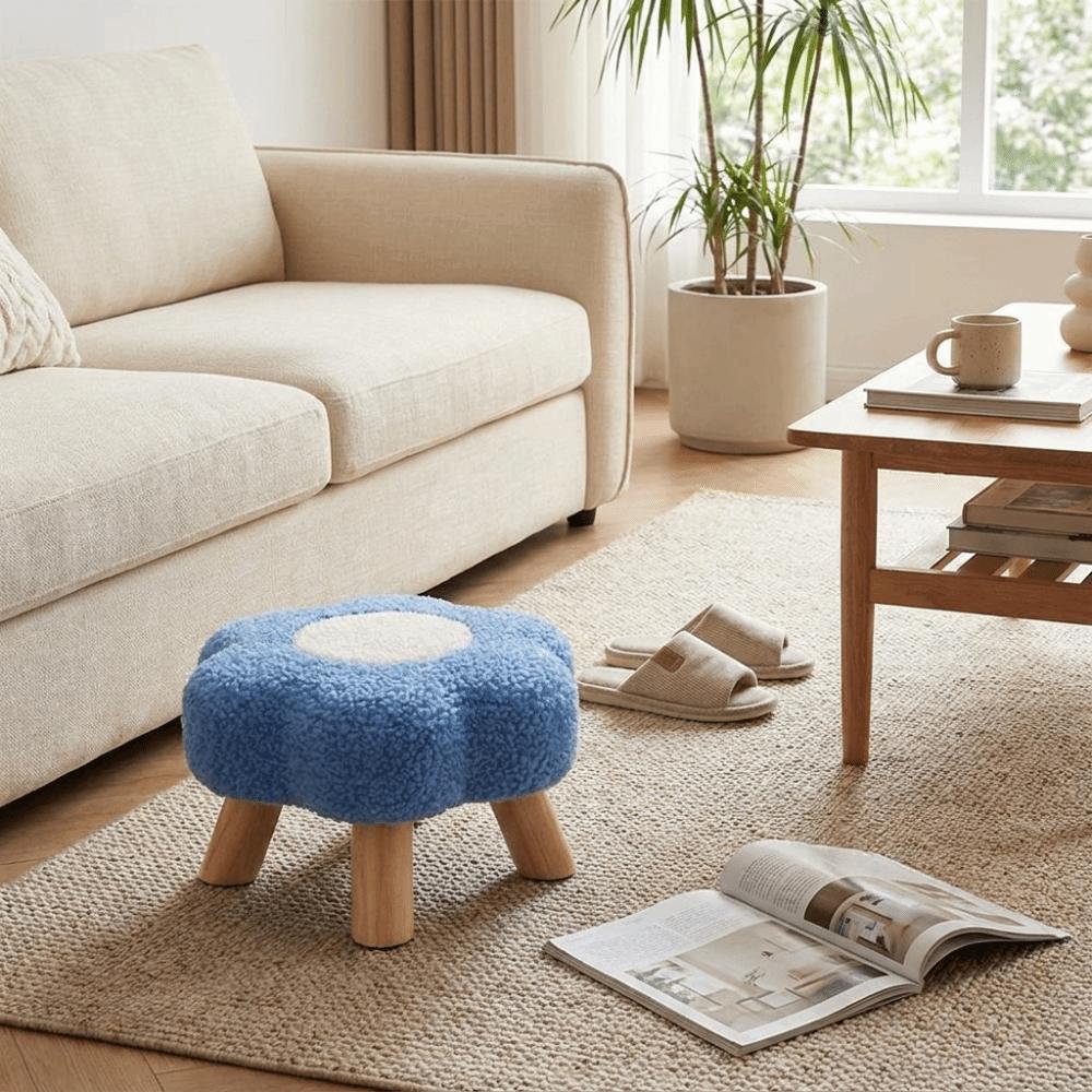Soft Padded Low Stool Solid Wood Foot Rest Stool Multi Purpose Sofa Bench Sofa Side