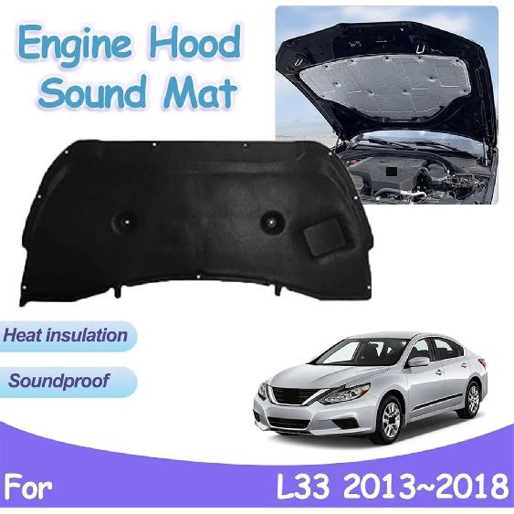 Front Engine Heat Insulation Cotton Hood Sound Pad Mat Fireproof Cover Interior Accessorie Compatible for Nissan Altima L33 Teana 2013~2018, PET A