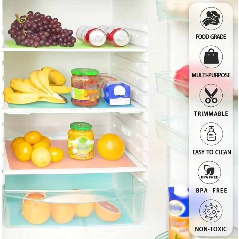 4PCS EVA Fridge & Cabinet Liner - Waterproof Oil-Proof Washable Mat with Thermal Insulation, Mildew-Resistant Kitchen Pad