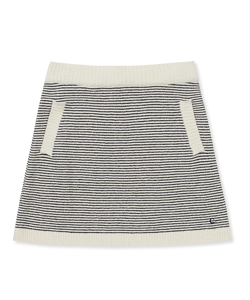 Clove [24Ss Clove] Fluffy Boucle Stripe Skirt (Ivory)